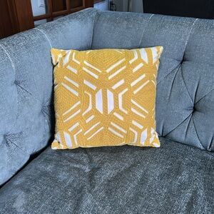 Golden yellow and white pattern throw pillow